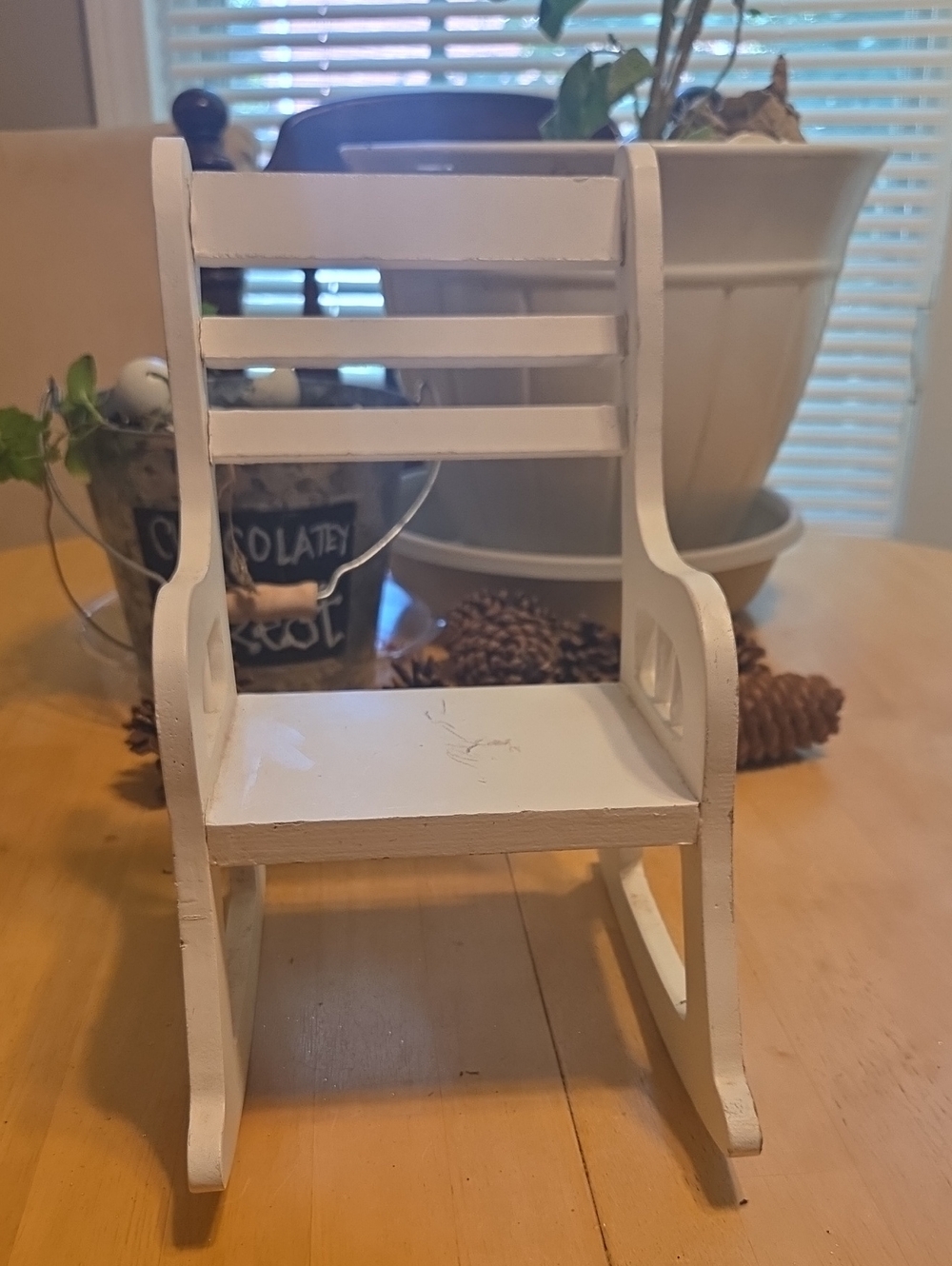 Mini White Wooden Rocking Chair